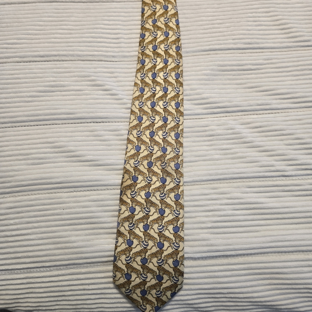 Brooks Brothers Gold Tie with Blue Accents